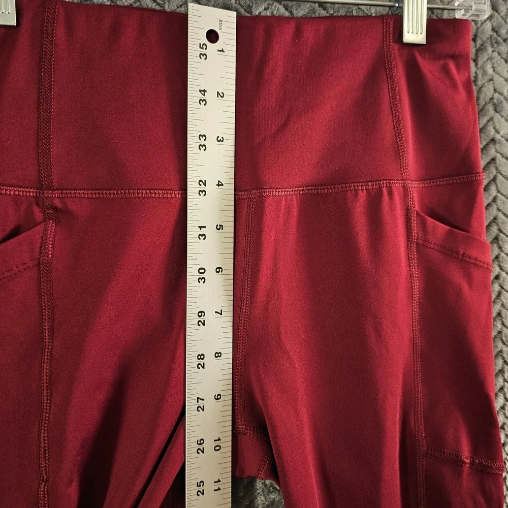 Avia Womens Burgundy Athletic Leggings With Pockets Size XS‎